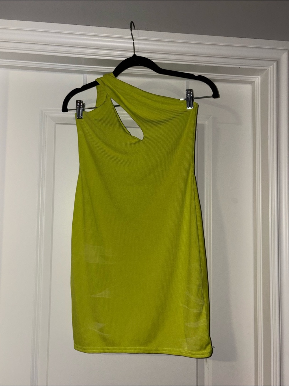 Public Desire Neon Lime One-Shoulder Cutout Bodycon Dress